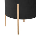Taburet rotund Atmosphera Ilyan, 34x40 cm, catifea si MDF, negru