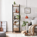 VASAGLE Raft cu 5 etaje, tip biblioteca, cadru metal si polite lemn, 40x30x153cm, industrial, maro rustic si negru