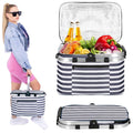 Geanta pentru picnic sau plaja, termoizolanta, 28 litri, alb albastru