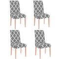 Set 4 huse universale pentru scaun, marime universala, poliester si spandex, 45 x 60 cm, gri alb
