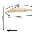 Umbrela de gradina cu brat lateral banana, iluminare LED, cu husa, 300cm, crem