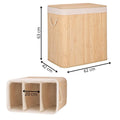 Cos de rufe din bambus, pliabil, cu captuseala detasabila lavabila, 3 compartimente, 150L, 63x42x62cm, maro