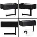 Suport hartie igienica din otel cu sertar depozitare, sistem montare inclus, 22cm, negru bej