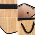Cos de rufe din bambus cu capac, sac detasabil, volum 72L, 42x33x60cm, maro