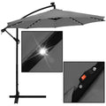 Umbrela de gradina cu brat lateral banana, iluminare LED, cu husa, 300cm, gri