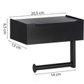 Suport hartie igienica din otel cu sertar depozitare, sistem montare inclus, 22cm, negru bej