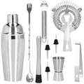 Set Cocktail Shaker Kit pentru barmani 550ml, KI24, suport bambus, 11 piese