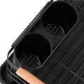 Uscator de vase cu suport tacamuri, din otel, cu tava de scurgere, manere lemn, 42x32x15cm, negru