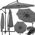 Umbrela de gradina cu brat lateral banana, iluminare LED, cu husa, 300cm, gri