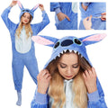 Pijama tip salopeta pentru adulti, model Stitch, marime M