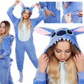 Pijama tip salopeta pentru adulti, model Stitch, marime L