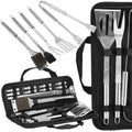 Set accesorii pentru gratar din inox, 20 de piese inclusiv perie, husa transport