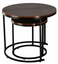 Set 2 mese pentru cafea, cadru otel, blat MDF, 60x60x50 cm si 40x40x40 cm, maro
