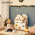 SONGMICS Organizator de jucarii si carti pentru copii, multifunctional, cutie detasabila cu roti, 63x30x70cm, alb