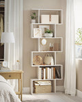 VASAGLE Biblioteca, raft cu 6 unitati de depozitare, pentru living, din lemn, 24x190x70cm, alb