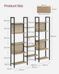 VASAGLE Biblioteca cu 14 rafturi din lemn, cadru metalic, 24x158x166cm, stil industrial, stejar si negru