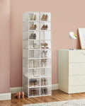 SONGMICS Cutii de pantofi, set de 18 organizatoare stivuibile, structura rezistenta ABS, 35x25x19cm, transparent