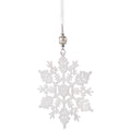 Decoratiune brad fulg de zapada, 13cm, alb cu sclipici