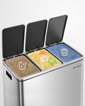 SONGMICS Cos de gunoi din inox cu 3 compartimente colectare selectiva, cu galeti interioare, 3x18litri, argintiu si negru