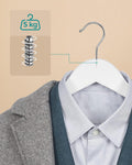 SONGMICS Set de 20 umerase din lemn, cu bara anti-alunecare pentru pantaloni, carlig pivotant la 360°, 45cm, alb