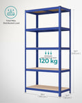 SONGMICS Raft de depozitare metalic, cu rafturi din PAL, 5 polite, max. 600 kg, 200x100x50cm, albastru