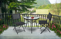 Set mobilier gradina sau balcon, masa semirotund sticla cu 2 scaune pliabile, gri