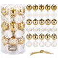 Set globuri de Craciun cu modele de sarbatori, 30 bucati, 5cm, alb auriu