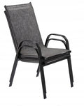 Set 2 scaune de gradina cu cadru metalic, stivuibile, 55x72x96cm, gri