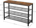 VASAGLE Raft pentru pantofi cu 3 polite, 100x30x72cm, otel, stil industrial, maro rustic si negru