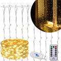 Ghirlanda luminoasa tip perdea 300 LED-uri, 3x3m, pentru interior, alimentare USB, alb cald (galben)