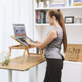SONGMICS Masa de pat pentru laptop, plabila si reglabila, bambus, 55x35x29 cm, maro