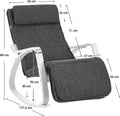 SONGMICS Scaun balansoar din lemn, suport picioare reglabil, maxim 150kg, 67x115x91cm, gri si alb