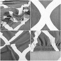Set 4 huse universale pentru scaun, marime universala, poliester si spandex, 45 x 60 cm, gri alb