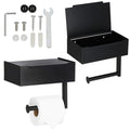 Suport hartie igienica din otel cu sertar depozitare, sistem montare inclus, 22cm, negru bej