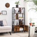 VASAGLE Biblioteca cu 4 rafturi si dulap inferior cu 2 usi, stil industrial, 74x30x155cm, maro rustic