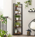 VASAGLE Biblioteca de colt cu 5 etaje, cadru metalic, 150x30x30cm, stil industrial maro rustic si negru