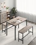 VASAGLE Masa de bar cu 2 banci, design industrial, 110x70x75cm, stejar sonoma