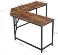 VASAGLE Birou de colt in forma de L, cadru din otel, 149x149x75cm, industrial, maro rustic si negru