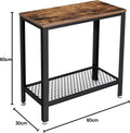 VASAGLE Masa de cafea laterala, cu 2 nivele, cadru din otel, 60x30x60cm, maro rustic