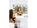 Masa de toaleta si machiaj Cristal Full cu oglinda LED si 5 sertare, 110x47x77 cm, alb