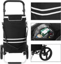 SONGMICS Carucior de cumparaturi piata, pliabil, compartiment frigorific, multifunctional, 44x35x100 cm, negru