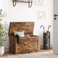 VASAGLE Banca pentru pantofi cu perna, tip cufar de depozitare, stil hambar, 76x40x48cm, maro rustic