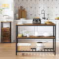 VASAGLE Raft de bucatarie tip insula, cadru de otel cu 3 nivele, stil industrial, 60x120x90cm, maro