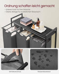 VASAGLE Cos de rufe, 3 compartimente, saci de rufe detasabili, raft, cadru metalic, 3x38L, 93x33x72 cm, negru