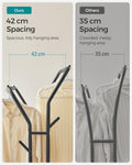SONGMICS Suport pentru haine pe roti, cu polita, sina dubla, cadru metalic, sarcina 100kg, 53x104x155cm, negru