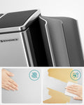SONGMICS Cos de gunoi din inox cu 3 compartimente colectare selectiva, cu galeti interioare, 3x18litri, argintiu si negru