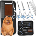 Set de ingrijire pentru animale de companie, cu 4 foarfece pentru tuns si accesorii