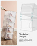 SONGMICS Cutii de pantofi, set de 18 organizatoare stivuibile, structura rezistenta ABS, 35x25x19cm, transparent