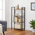 VASAGLE Biblioteca cu 4 etaje din lemn, cadru otel, stil industrial, 66x30x120cm, maro rustic