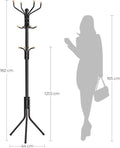 VASAGLE Cuier pentru haine, din otel, tip pom, cu 12 carlige, 182cm, negru